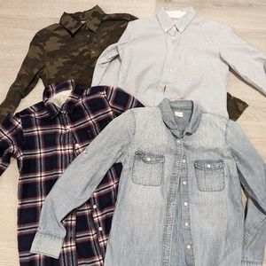 Lot of 4 Uniqlo Muji JCrew button up shirts